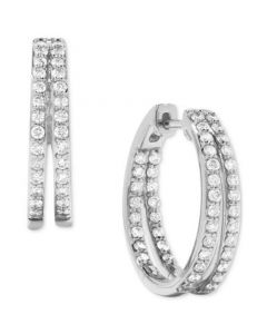 Diamond Inside Out Double Hoop Earrings (1 ct. t.w.) in 14k White Gold or 14k Yellow Gold