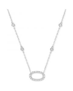 Diamond Open Oval 18" Pendant Necklace (1/2 ct. t.w.) in 14k White Gold