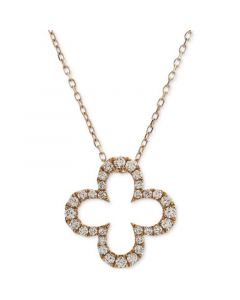 Diamond Clover 18" Pendant Necklace (1/3 ct. t.w.) in 14k Rose Gold