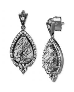 Rutile Quartz (4 ct. t.w.) & Diamond (1/3 ct. t.w.) Maleficent Villains Drop Earrings in Black Rhodium-Plated Sterling Silver