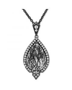 Rutile Quartz (4-5/8 ct. t.w.) & Diamond (1/4 ct. t.w.) Maleficent Villains Pendant Necklace in Black Rhodium-Plated Sterling Silver, 16" + 2" extender