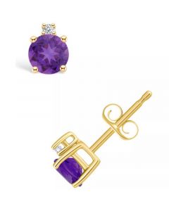 Amethyst (1/2 ct. t.w.) and Diamond Accent Stud Earrings in 14K Yellow Gold