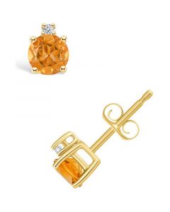 Citrine (1/2 ct. t.w.) and Diamond Accent Stud Earrings in 14K Yellow Gold