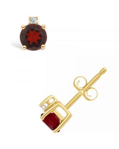 Garnet (3/4 ct. t.w.) and Diamond Accent Stud Earrings in 14K Yellow Gold