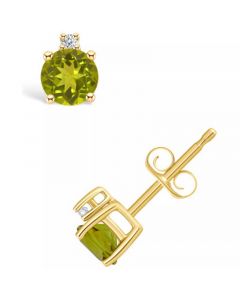 Peridot (5/8 ct. t.w.) and Diamond Accent Stud Earrings in 14K Yellow Gold