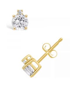 White Topaz (5/8 ct. t.w.) and Diamond Accent Stud Earrings in 14K Yellow Gold or 14k White Gold (Also in Pink Topaz)