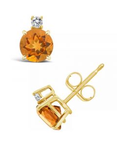 Citrine (1 ct. t.w.) and Diamond Accent Stud Earrings in 14K Yellow Gold