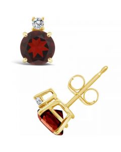 Garnet (1-1/3 ct. t.w.) and Diamond Accent Stud Earrings in 14K Yellow Gold