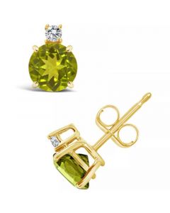 Peridot (1-1/10 ct. t.w.) and Diamond Accent Stud Earrings in 14K Yellow Gold