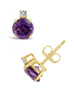 Amethyst (1-1/2 ct. t.w.) and Diamond Accent Stud Earrings in 14K Yellow Gold