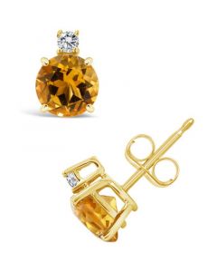 Citrine (1-1/2 ct. t.w.) and Diamond Accent Stud Earrings in 14K Yellow Gold