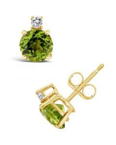 Peridot (1-7/8 ct. t.w.) and Diamond Accent Stud Earrings in 14K Yellow Gold