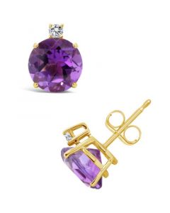 Amethyst (3-5/8 ct. t.w.) and Diamond Accent Stud Earrings in 14K Yellow Gold