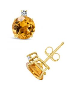 Citrine (3-5/8 ct. t.w.) and Diamond Accent Stud Earrings in 14K Yellow Gold