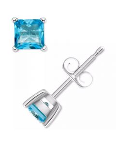 Blue Topaz Square Stud Earrings (7/8 ct. t.w.) in 14k Gold