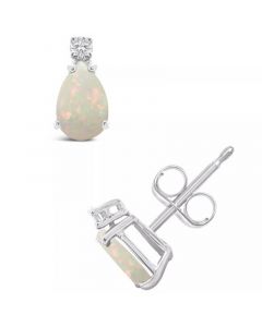 Opal (3/8 ct. t.w.) and Diamond Accent Stud Earrings in 14K Yellow Gold or 14K White Gold