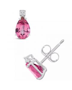 Pink Topaz (1 ct. t.w.) and Diamond Accent Stud Earrings in 14K Yellow Gold or 14K White Gold