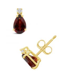 Garnet (1 ct.t.w) and Diamond Accent in 14K Yellow Gold