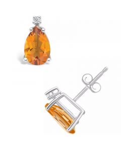 Citrine (1-7/8 ct. t.w.) and Diamond Accent Stud Earrings in 14K Yellow Gold or 14K White Gold