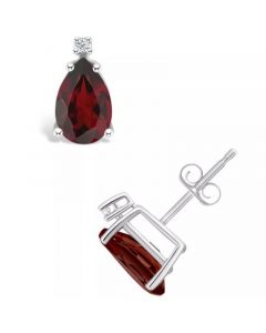 Garnet (2-3/8 ct. t.w.) and Diamond Accent Stud Earrings in 14K Yellow Gold or 14K White Gold