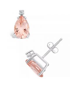 Morganite (1-3/8 ct. t.w.) and Diamond Accent Stud Earrings in 14K Yellow Gold or 14K White Gold