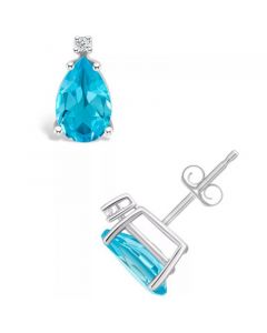 Blue Topaz (2-3/4 ct. t.w.) and Diamond Accent Stud Earrings in 14K Yellow Gold or 14K White Gold