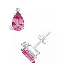 Pink Topaz (2-1/10 ct. t.w.) and Diamond Accent Stud Earrings in 14K Yellow Gold or 14K White Gold