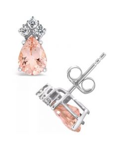 Morganite (1-3/4 ct. t.w.) and Diamond (1/8 ct. t.w.) Stud Earrings in 14K White Gold or 14K Yellow Gold