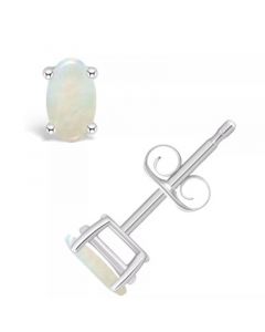 Opal (1/3 ct.t.w) Stud Earrings in 14K White Gold or 14K Yellow Gold