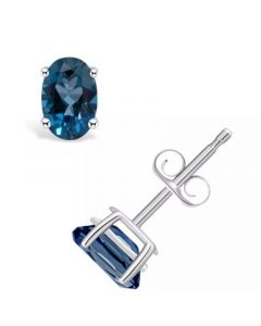 London Blue Topaz (1 ct. t.w.) Stud Earrings in 14K Yellow Gold or 14K White Gold