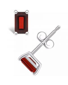 Garnet Stud Earrings (3/4 ct.t.w) 14K White Gold Plated or 14K Yellow Gold