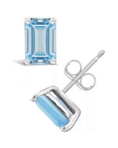 Aquamarine (1 ct. t.w.) Stud Earrings in 14K Yellow Gold or 14K White Gold