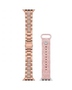 Women's Blush Rubber and Rose Gold-Tone Stainless Steel 2-Piece Interchangeable Band Set for Apple Watch 38mm and 41mm