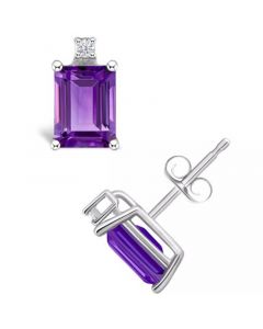 Amethyst (1-1/10 ct. t.w.) and Diamond Accent Stud Earrings in 14K Yellow Gold or 14K White Gold