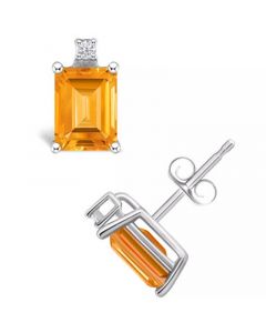 Citrine (1-1/10 ct. t.w.) and Diamond Accent Stud Earrings in 14K Yellow Gold or 14K White Gold