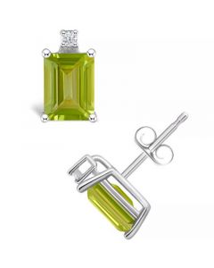 Peridot (1-3/8 ct. t.w.) and Diamond Accent Stud Earrings in 14K White Gold or 14K Yellow Gold