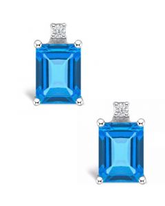 Blue Topaz (1-3/8 ct. t.w.) and Diamond Accent Stud Earrings in 14K Yellow Gold or 14K White Gold