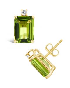 Peridot (3-3/8 ct.t.w) and Diamond Accent Stud Earrings in 14K Yellow Gold