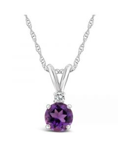 Amethyst (1/2 ct. t.w.) and Diamond Accent Pendant Necklace in 14K Yellow Gold or 14K White Gold