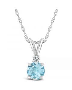 Aquamarine (1/2 ct. t.w.) and Diamond Accent Pendant Necklace in 14K Yellow Gold or 14K White Gold