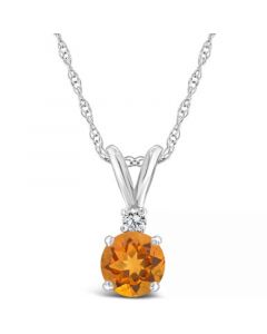 Citrine (1/2 ct. t.w.) and Diamond Accent Pendant Necklace in 14K Yellow Gold or 14K White Gold