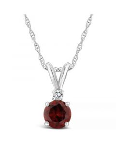 Garnet (5/8 ct. t.w.) and Diamond Accent Pendant Necklace in 14K Yellow Gold or 14K White Gold