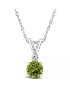 Peridot (1/2 ct. t.w.) and Diamond Accent Pendant Necklace in 14K Yellow Gold or 14K White Gold