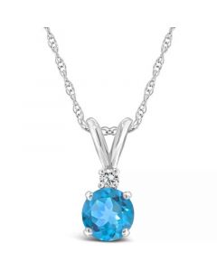 Blue Topaz (5/8 ct. t.w.) and Diamond Accent Pendant Necklace in 14K Yellow Gold or 14K White Gold