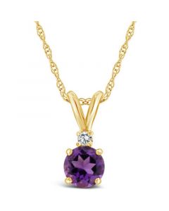 Amethyst (3/4 ct.t.w) and Diamond Accent Pendant Necklace in 14K Yellow Gold