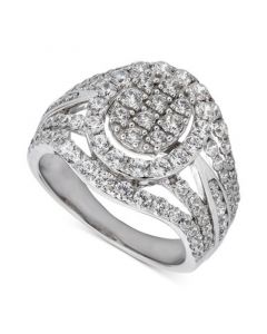 Diamond Oval Cluster Halo Ring (2 ct. t.w.) in 14k White Gold