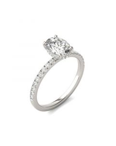 Moissanite Oval Hidden Halo Ring (1-3/4 Ct. t.w. Diamond Equivalent) in 14K White Gold