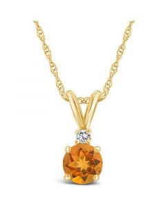 Citrine (3/4 ct.t.w) and Diamond Accent Pendant Necklace in 14K Yellow Gold