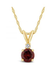 Garnet (1-1/10 ct.t.w) and Diamond Accent Pendant Necklace in 14K Yellow Gold