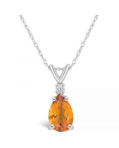 Citrine (1 ct. t.w.) and Diamond Accent Pendant Necklace in 14K Yellow Gold or 14k White Gold